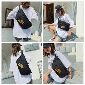 Nike Black and Gold Belt Bag